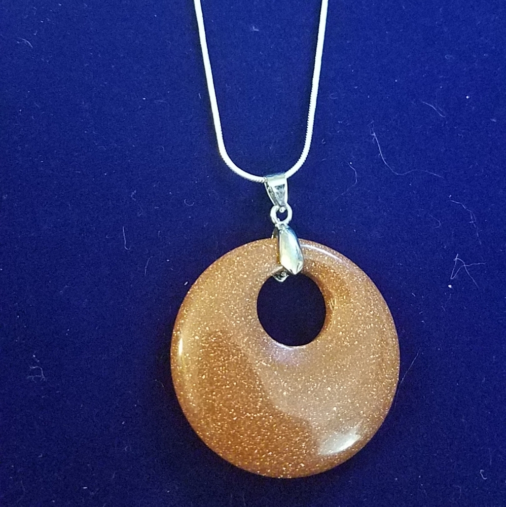Sparkly Spanish Goldstone Necklace new